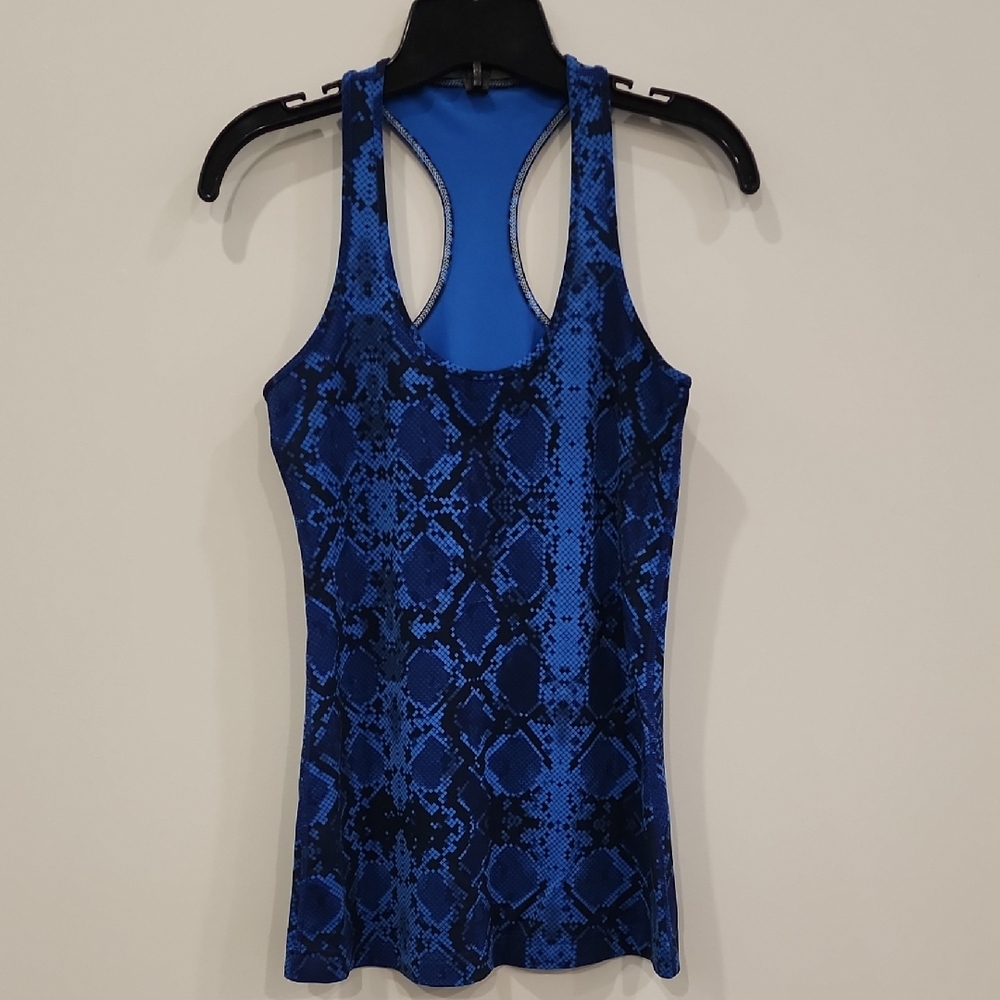Lululemon Athletica Black and Blue Snake Print Tank Top, Size S